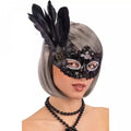 Black Mask With Flower And Feather (12942)