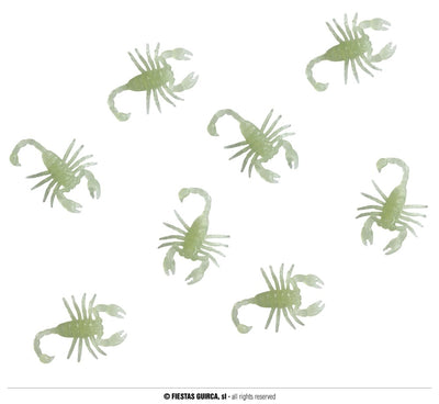 BOLSA 8 SCORPIONS GLOW IN THE DARK, 6 CM. (24627)