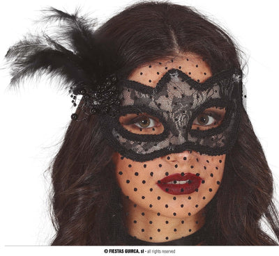 MASK WITH FEATHER AND VEIL (12038)