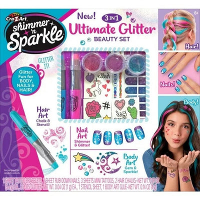 Cra-Z-Art Shimmer N Sparkle - (3 in 1) Ultimate Glitter Beauty Set