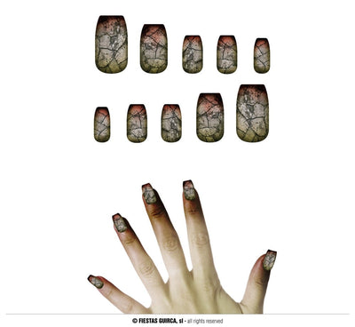 10 ZOMBIE NAILS WITH GLUE (15869)