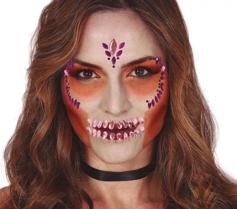LILAC SKULL FACE GEMS ADHESIVE (15806)