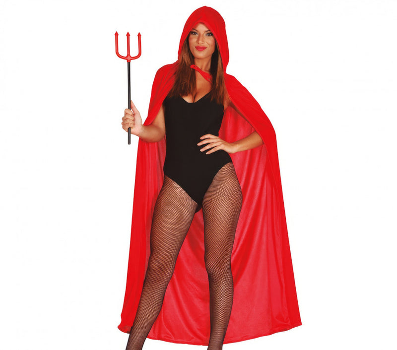 RED VELVET CLOACK WITH HOOD 130 CM (18634)