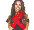 RED SEQUIN GLOVES 39 CMS HQ (17864)