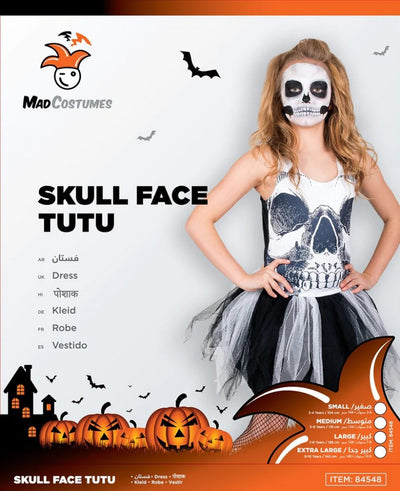 Mad Costumes Skull Face Tutu Dress Kids Halloween Costume