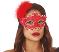 RED MASK WITH FEATHERS (12948)